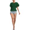 imageLYANER Womens Elegant Crewneck Ruffle Short Sleeve Blouse Shirt Peplum TopDark Green