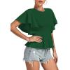 imageLYANER Womens Elegant Crewneck Ruffle Short Sleeve Blouse Shirt Peplum TopDark Green