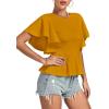 imageLYANER Womens Elegant Crewneck Ruffle Short Sleeve Blouse Shirt Peplum TopGinger