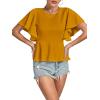 imageLYANER Womens Elegant Crewneck Ruffle Short Sleeve Blouse Shirt Peplum TopGinger