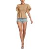 imageLYANER Womens Elegant Crewneck Ruffle Short Sleeve Blouse Shirt Peplum TopKhaki