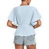 imageLYANER Womens Elegant Crewneck Ruffle Short Sleeve Blouse Shirt Peplum TopLight Blue