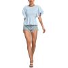 imageLYANER Womens Elegant Crewneck Ruffle Short Sleeve Blouse Shirt Peplum TopLight Blue