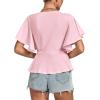 imageLYANER Womens Elegant Crewneck Ruffle Short Sleeve Blouse Shirt Peplum TopLight Pink