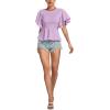 imageLYANER Womens Elegant Crewneck Ruffle Short Sleeve Blouse Shirt Peplum TopLight Purple