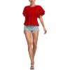 imageLYANER Womens Elegant Crewneck Ruffle Short Sleeve Blouse Shirt Peplum TopRed
