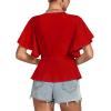 imageLYANER Womens Elegant Crewneck Ruffle Short Sleeve Blouse Shirt Peplum TopRed