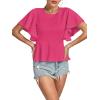 imageLYANER Womens Elegant Crewneck Ruffle Short Sleeve Blouse Shirt Peplum TopRose