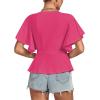 imageLYANER Womens Elegant Crewneck Ruffle Short Sleeve Blouse Shirt Peplum TopRose