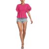 imageLYANER Womens Elegant Crewneck Ruffle Short Sleeve Blouse Shirt Peplum TopRose