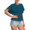 imageLYANER Womens Elegant Crewneck Ruffle Short Sleeve Blouse Shirt Peplum TopTeal Blue