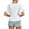 imageLYANER Womens Elegant Crewneck Ruffle Short Sleeve Blouse Shirt Peplum TopWhite