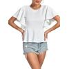 imageLYANER Womens Elegant Crewneck Ruffle Short Sleeve Blouse Shirt Peplum TopWhite