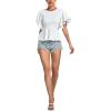 imageLYANER Womens Elegant Crewneck Ruffle Short Sleeve Blouse Shirt Peplum TopWhite