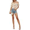 imageLYANER Womens Off Shoulder Shirred Short Sleeve Crop Blouse Tee TopFloral Orange