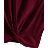 imageLYANER Womens Short Sleeve Twist Front Crop Tops Tee TShirt with PocketBurgundy