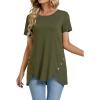 imageLYANER Womens Crewneck Short Sleeve Asymmetrical Hem Casual Basic Shirt TopArmy Green