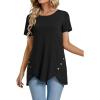 imageLYANER Womens Crewneck Short Sleeve Asymmetrical Hem Casual Basic Shirt TopBlack