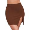 imageLYANER Womens Sexy Slit Slit Hem Stretchy Waist Bodycon Short Skirt Dark Brown XLarge