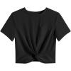 imageLYANER Womens Short Sleeve Twist Front Crop Tops Tee TShirt with PocketBlack
