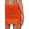 imageLYANER Womens Casual Drawstring Ruched Split Hem Ribbed Mini Short Skirts Orange Medium