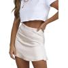 imageLYANER Womens Casual Floral Print Satin Silk High Waist Zipper Mini Short SkirtBeige