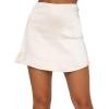 imageLYANER Womens Casual Floral Print Satin Silk High Waist Zipper Mini Short SkirtBeige