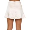 imageLYANER Womens Casual Floral Print Satin Silk High Waist Zipper Mini Short SkirtBeige