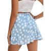 imageLYANER Womens Casual Floral Print Satin Silk High Waist Zipper Mini Short SkirtBlue