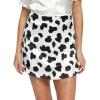 imageLYANER Womens Casual Floral Print Satin Silk High Waist Zipper Mini Short SkirtCow White