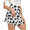 imageLYANER Womens Casual Floral Print Satin Silk High Waist Zipper Mini Short SkirtCow White