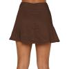 imageLYANER Womens Casual Floral Print Satin Silk High Waist Zipper Mini Short SkirtDeep Brown