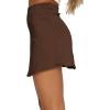imageLYANER Womens Casual Floral Print Satin Silk High Waist Zipper Mini Short SkirtDeep Brown