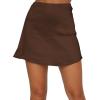 imageLYANER Womens Casual Floral Print Satin Silk High Waist Zipper Mini Short SkirtDeep Brown