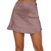 imageLYANER Womens Casual Floral Print Satin Silk High Waist Zipper Mini Short SkirtDusty Purple