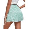 imageLYANER Womens Casual Floral Print Satin Silk High Waist Zipper Mini Short SkirtGreen