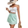 imageLYANER Womens Casual Floral Print Satin Silk High Waist Zipper Mini Short SkirtGreen