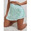 imageLYANER Womens Casual Floral Print Satin Silk High Waist Zipper Mini Short SkirtGreen