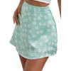 imageLYANER Womens Casual Floral Print Satin Silk High Waist Zipper Mini Short SkirtGreen