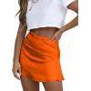 imageLYANER Womens Casual Floral Print Satin Silk High Waist Zipper Mini Short SkirtOrange