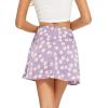 imageLYANER Womens Casual Floral Print Satin Silk High Waist Zipper Mini Short SkirtPurple