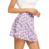 imageLYANER Womens Casual Floral Print Satin Silk High Waist Zipper Mini Short SkirtPurple