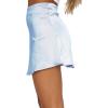 imageLYANER Womens Casual Floral Print Satin Silk High Waist Zipper Mini Short SkirtSolid Blue