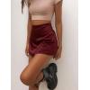 imageLYANER Womens Casual Floral Print Satin Silk High Waist Zipper Mini Short SkirtSolid Burgundy