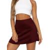 imageLYANER Womens Casual Floral Print Satin Silk High Waist Zipper Mini Short SkirtSolid Burgundy