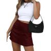 imageLYANER Womens Casual Floral Print Satin Silk High Waist Zipper Mini Short SkirtSolid Burgundy