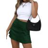 imageLYANER Womens Casual Floral Print Satin Silk High Waist Zipper Mini Short SkirtSolid Dark Green