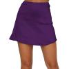 imageLYANER Womens Casual Floral Print Satin Silk High Waist Zipper Mini Short SkirtSolid Deep Purple