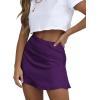 imageLYANER Womens Casual Floral Print Satin Silk High Waist Zipper Mini Short SkirtSolid Deep Purple