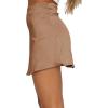 imageLYANER Womens Casual Floral Print Satin Silk High Waist Zipper Mini Short SkirtSolid Khaki